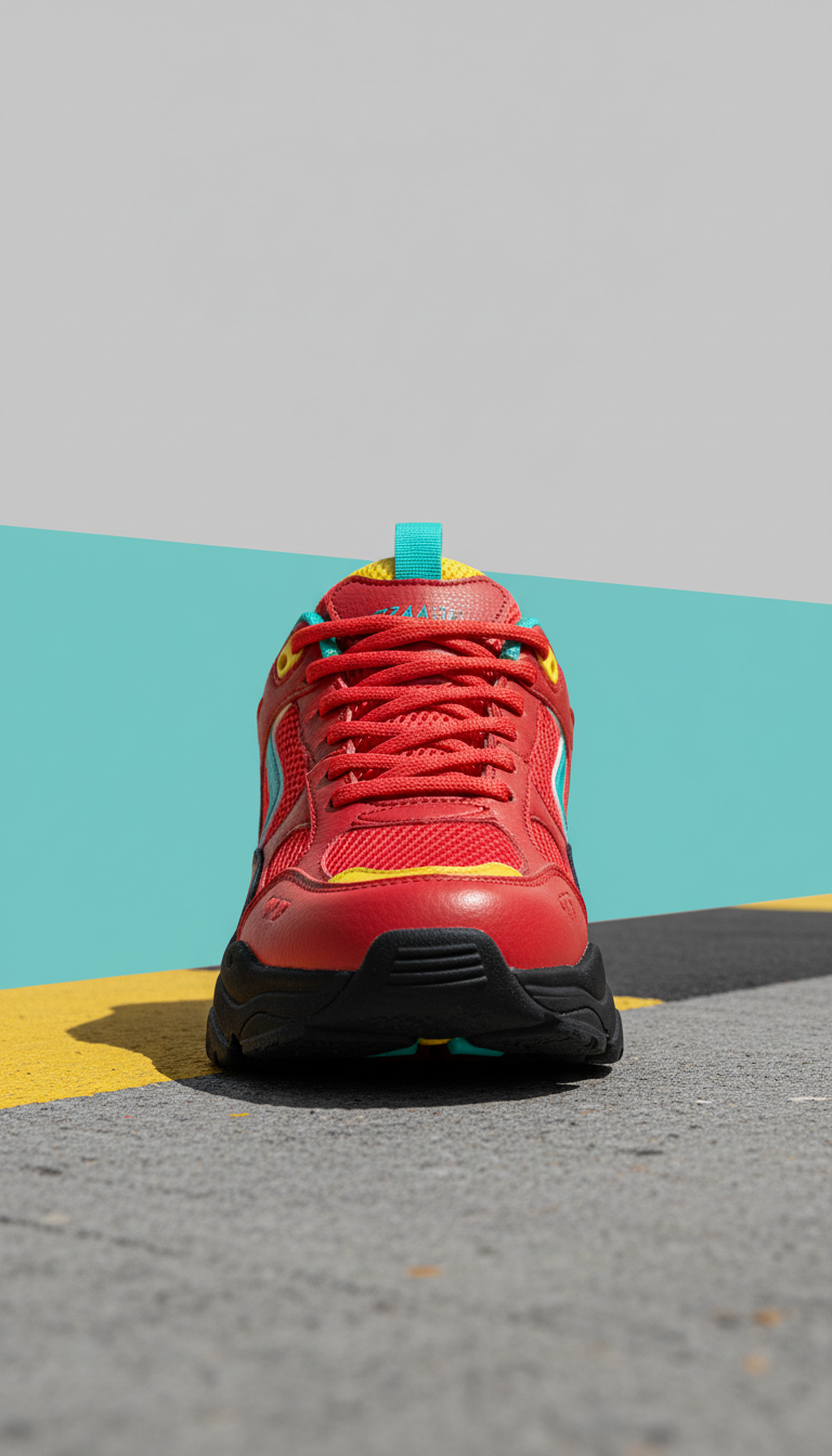 Signal Red chunky leather sneaker